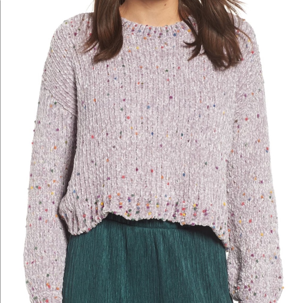 ALL IN FAVOR Funfetti Chenille Sweater, Grey